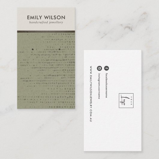 CARTE D'AFFICHAGE RUSTIQUE GREEN KRAFT WHITE STUD  (Devant / Derrière)