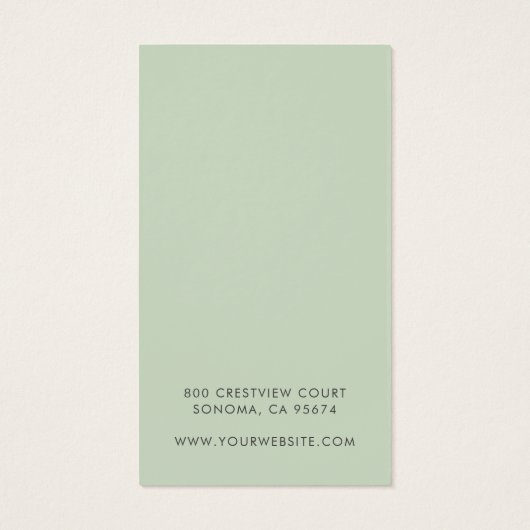 Carte d'affichage Rustique Sage Green Script (Dos)