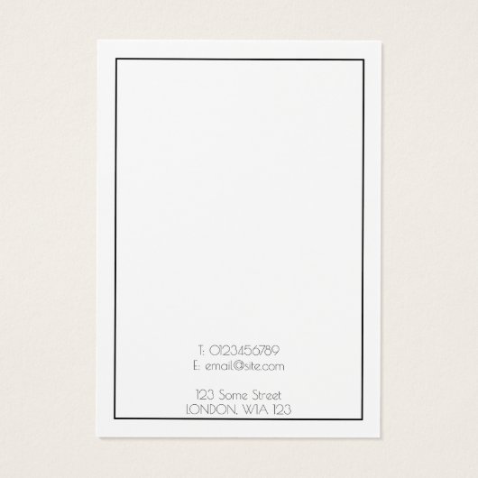 Carte d'affichage simple à oreille avec bordure mi (Dos)