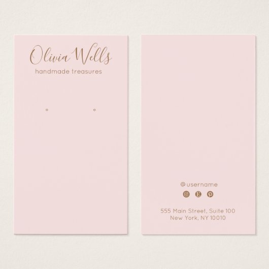 Carte d'affichage simple à oreille de script rose (Devant & derrière)