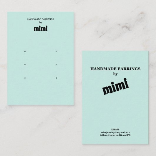 Carte d'affichage simple à oreille verte (Devant / Derrière)