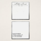 Carte d'affichage simple Argent blanc Cursive orei (Devant & derrière)