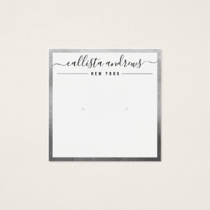 Carte d'affichage simple Argent blanc Cursive orei