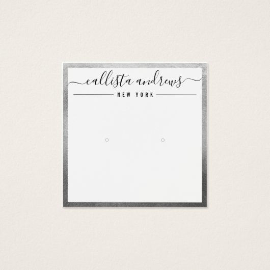 Carte d'affichage simple Argent blanc Cursive orei (Devant)