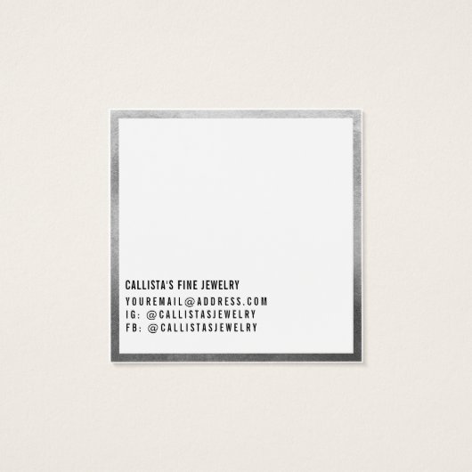 Carte d'affichage simple Argent blanc Cursive orei (Dos)