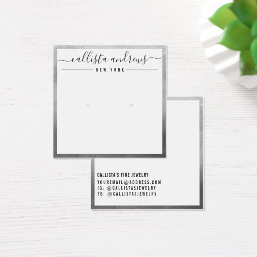 Carte d'affichage simple Argent blanc Cursive orei (Bureau)