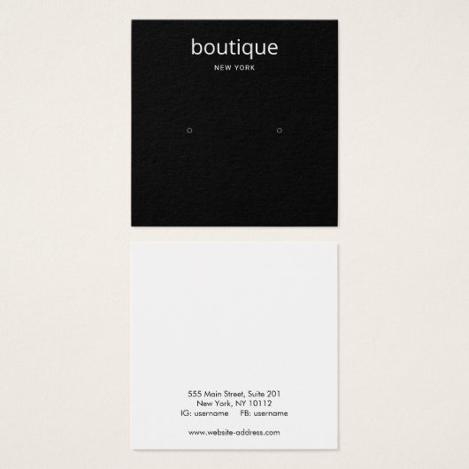 Carte d'affichage simple Black Modern Stud Écouteu (Devant & derrière)