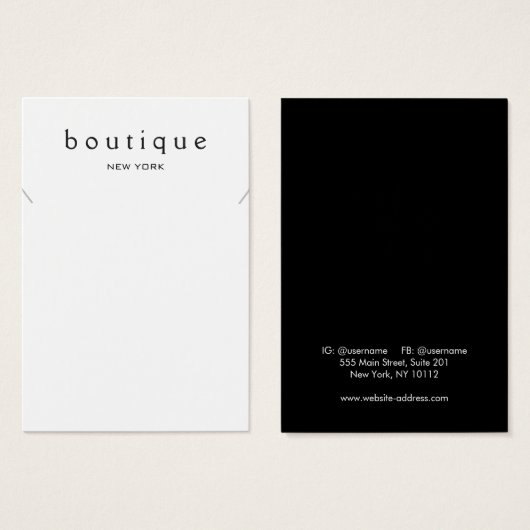 Carte d'affichage simple bracelet en collier blanc (Devant & derrière)