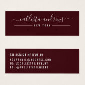 Carte d'affichage simple Burgundy White Script (Devant & derrière)