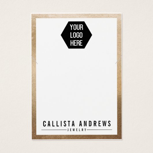 Carte d'affichage simple couleur or blanc logo (Devant)