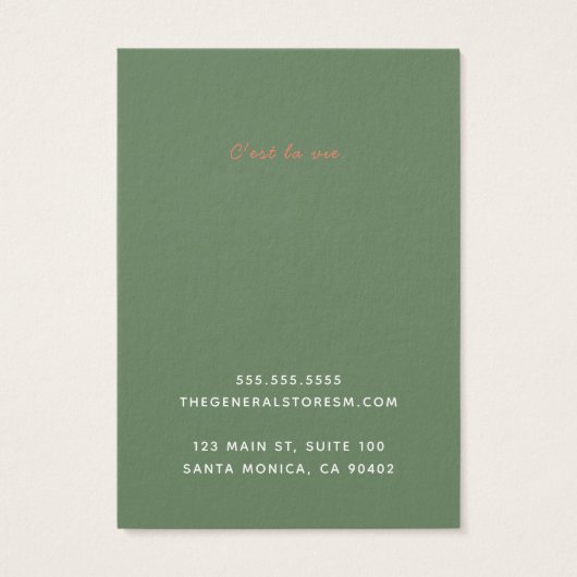 Carte d'affichage simple de la Boutique générale (Dos)