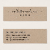Carte d'affichage simple de script Kraft noir (Devant & derrière)