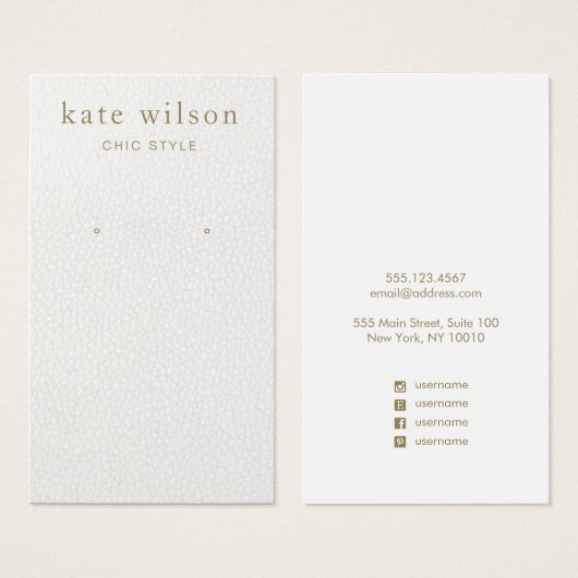 Carte d'affichage simple en cuir blanc (Devant & derrière)