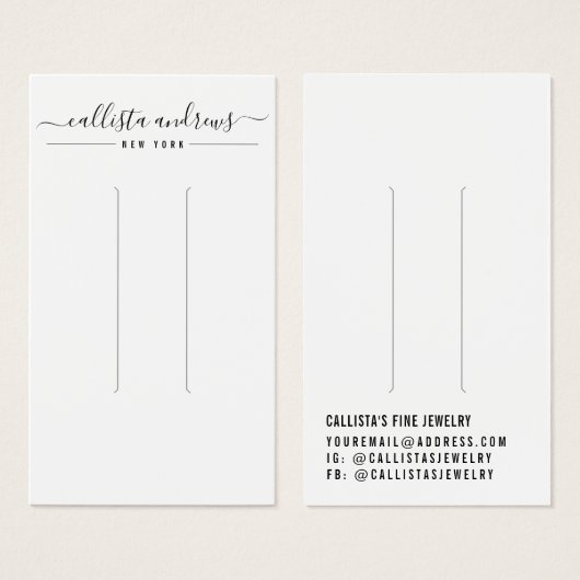 Carte d'affichage simple en noir blanc à cheveux (Devant & derrière)