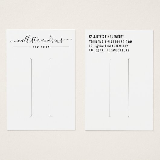 Carte d'affichage simple en noir blanc à cheveux (Devant & derrière)