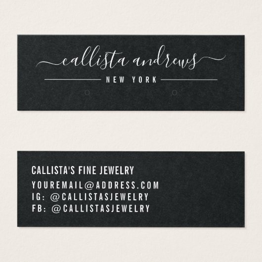 Carte d'affichage simple en noir de script noir (Devant & derrière)