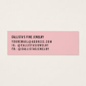 Carte d'affichage simple en noir de script rose (Dos)