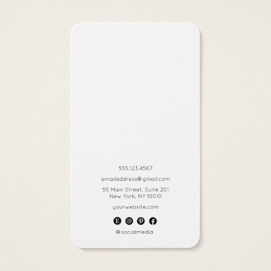 Carte d'affichage simple et moderne à oreille blan (Dos)