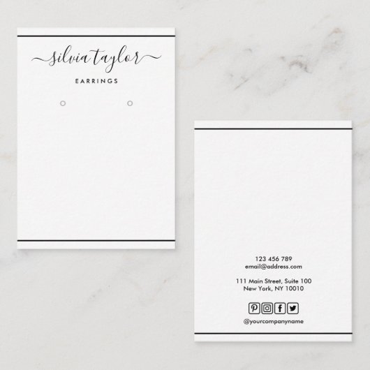 Carte d'affichage simple et moderne Noir blanc (Devant / Derrière)