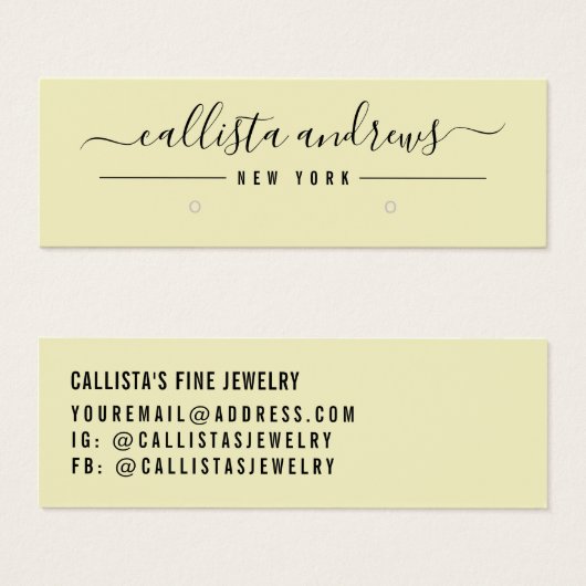 Carte d'affichage simple Jaune de script noir (Devant & derrière)