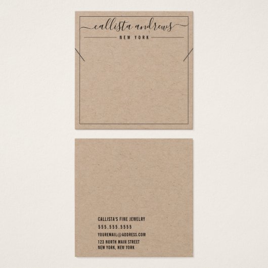 Carte d'affichage simple Kraft papier Cursive Coll (Devant & derrière)