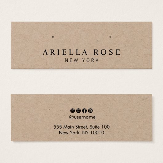 Carte d'affichage simple Kraft Stud portant bijoux (Devant & derrière)