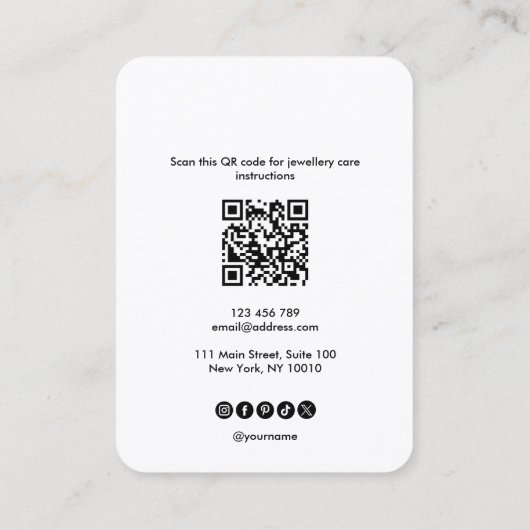 Carte d'affichage simple logo QR code collier (Dos)