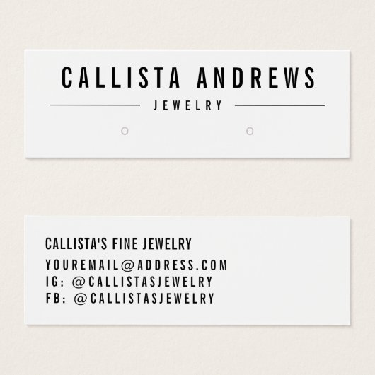 Carte d'affichage simple Noir Blanc (Devant & derrière)