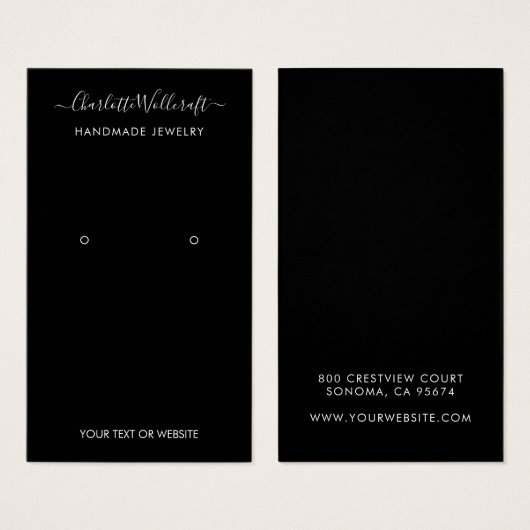 Carte d'affichage simple noir blanc de script d'or (Devant & derrière)