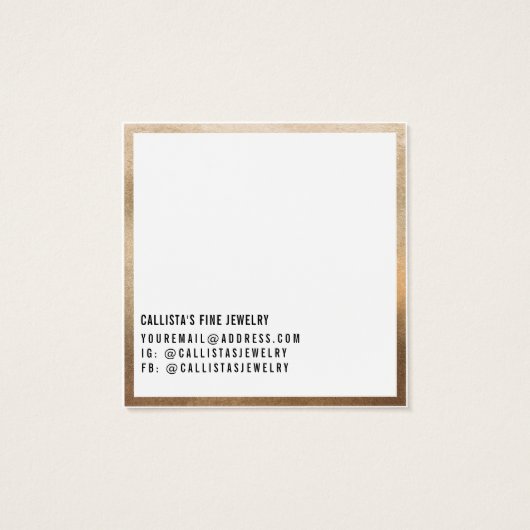 Carte d'affichage simple or blanc bordure logo (Dos)