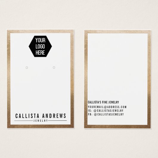 Carte d'affichage simple or blanc bordure logo (Devant & derrière)