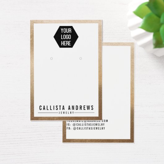 Carte d'affichage simple or blanc bordure logo (Bureau)