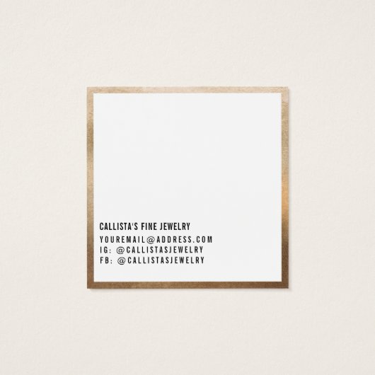 Carte d'affichage simple or blanc Cursive oreille (Dos)