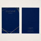 Carte d'affichage simple or géométrique bleu oreil (Devant & derrière)