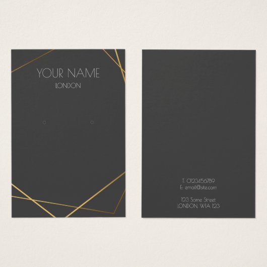 Carte d'affichage simple or géométrique gris (Devant & derrière)