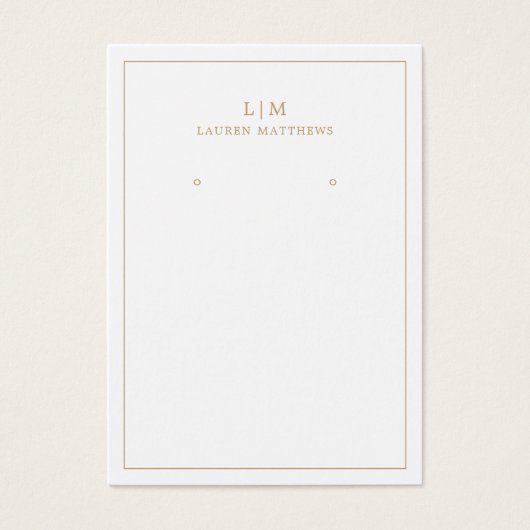 Carte d'affichage simple or Monogramme moderne (Devant)