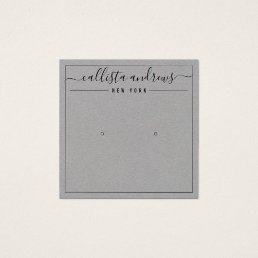 Carte d'affichage simple papier gris Cursive oreil (Devant)