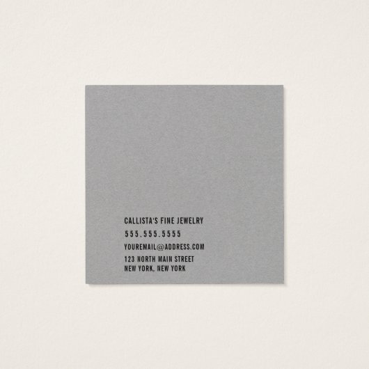 Carte d'affichage simple papier gris Cursive oreil (Dos)