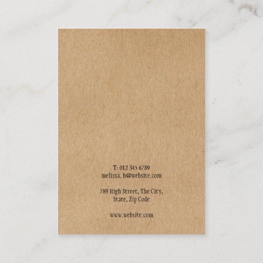 Carte d'affichage simple Rustique Kraft (Dos)