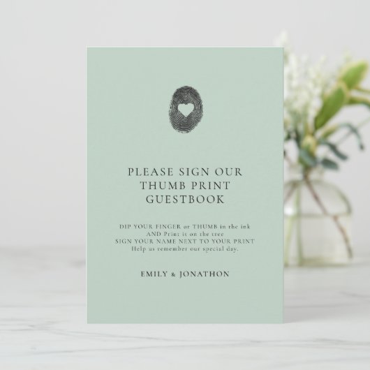 Carte d'affichage Simple Sage Green Thumbprint (Debout devant)