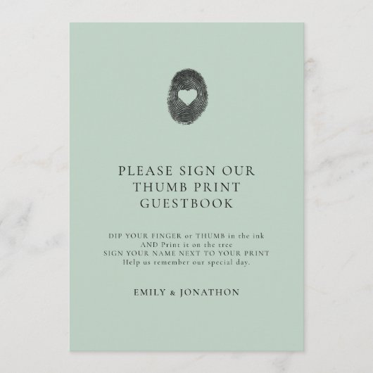 Carte d'affichage Simple Sage Green Thumbprint (Devant)