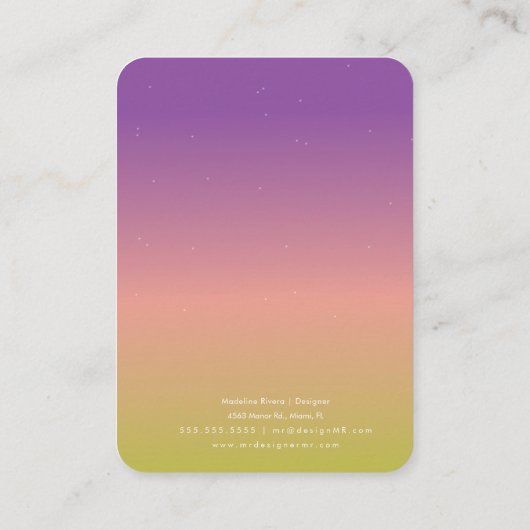 Carte d'affichage Soft Sun Gradient fait main (Dos)