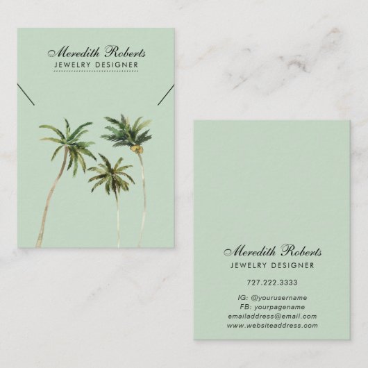 Carte d'affichage Tropical Palm Trees Bijoux Colli (Devant / Derrière)