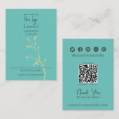 Carte d'affichage turquoise pour bijoux de mode QR (Devant / Derrière)