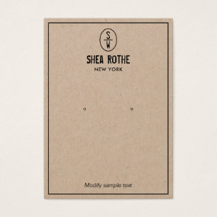 Carte d'affichage vintage Monogramme Kraft