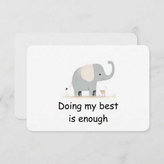 Carte d'affirmation animale douce Elephant Woodlan (Devant / Derrière)