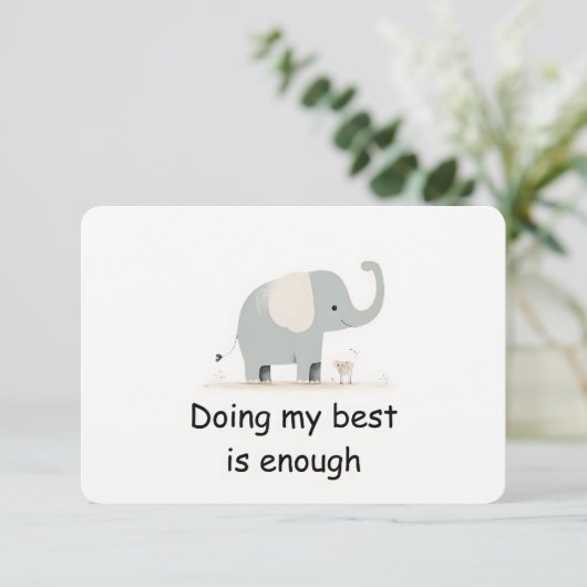 Carte d'affirmation animale douce Elephant Woodlan (Debout devant)