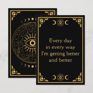 Carte d'affirmation aux yeux noirs célestes dorés