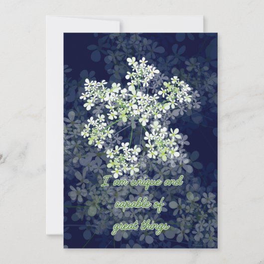 Carte d'affirmation avec fleurs sur arrière - plan (Devant)