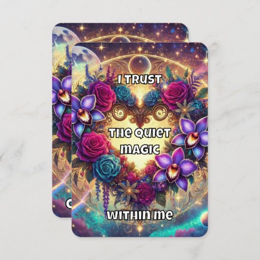 Carte d'affirmation cardiaque mystique - Courage c (Devant / Derrière)